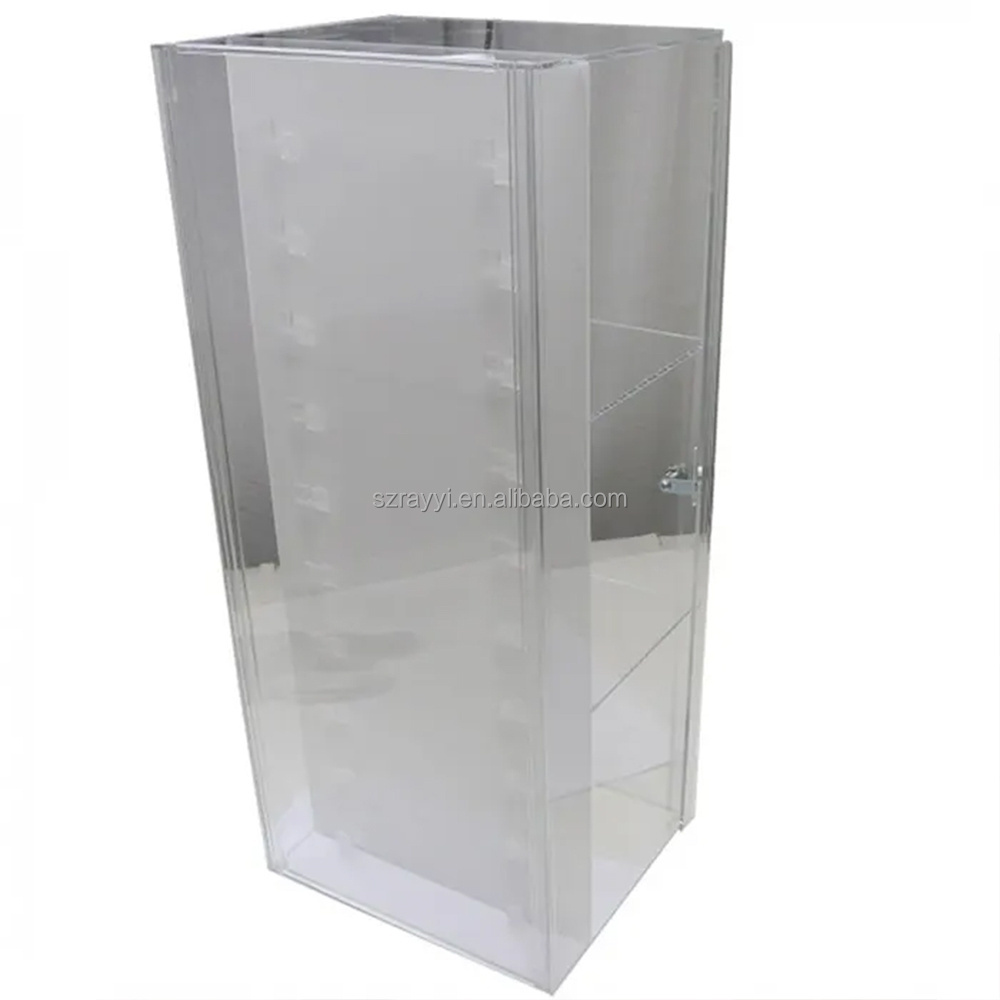 RAY YI Custom Logo Transparent Counter Rotating Acrylic Knife Display Case For Knife Display Stand