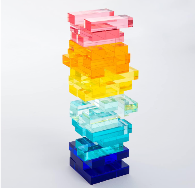 RAY YI Custom classic transparent safety acrylic block oversized jenga de madera toys for children