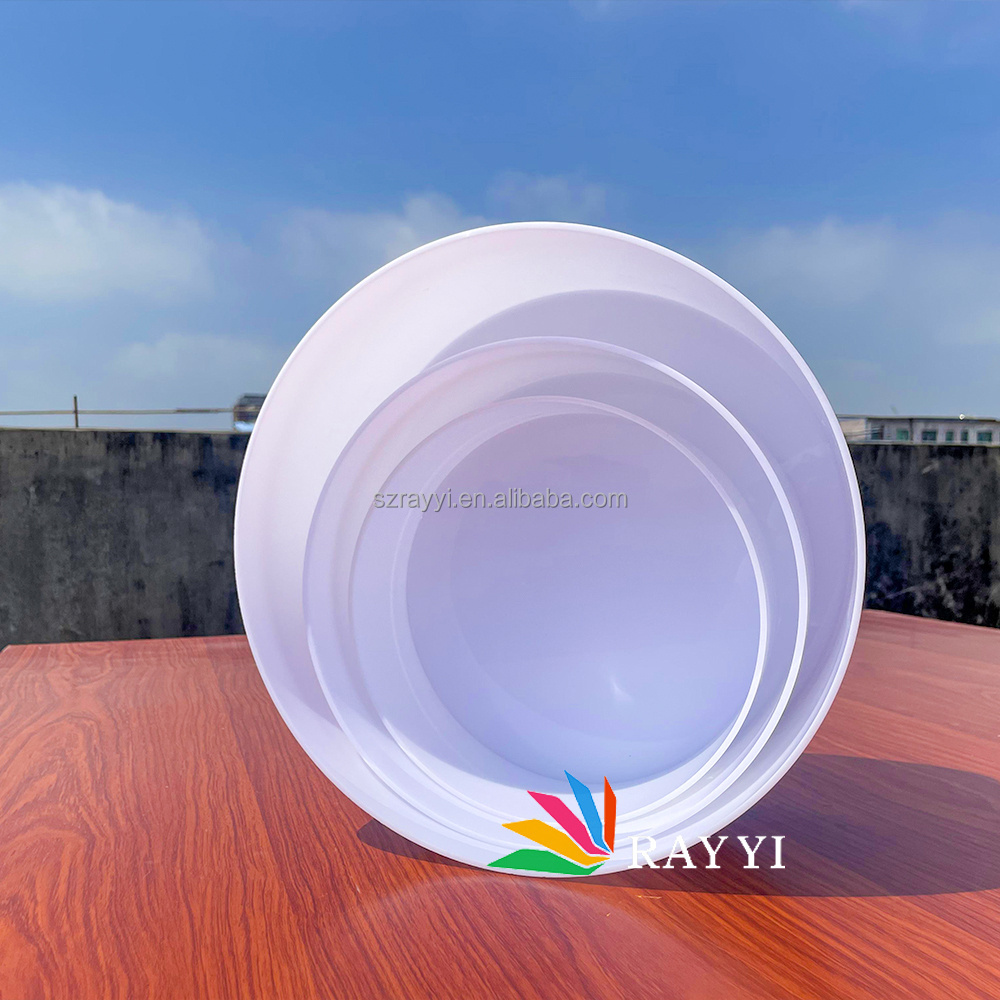 RAY YI Wholesale Acrylic Cube Display White Acrylic Food Nesting Buffet Risers Round Cube For Food Display