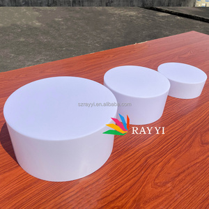 RAY YI Wholesale Acrylic Cube Display White Acrylic Food Nesting Buffet Risers Round Cube For Food Display