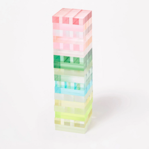 RAY YI custom healthy mini jenga clear Iridescence acrylic tumbling tower game with kids girls/boys toys 2024