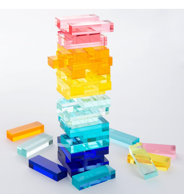 RAY YI Custom classic transparent safety acrylic block oversized jenga de madera toys for children