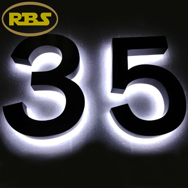 RBS SIGN.Outdoor decoration backlit signage metal sign led stainless steel house number