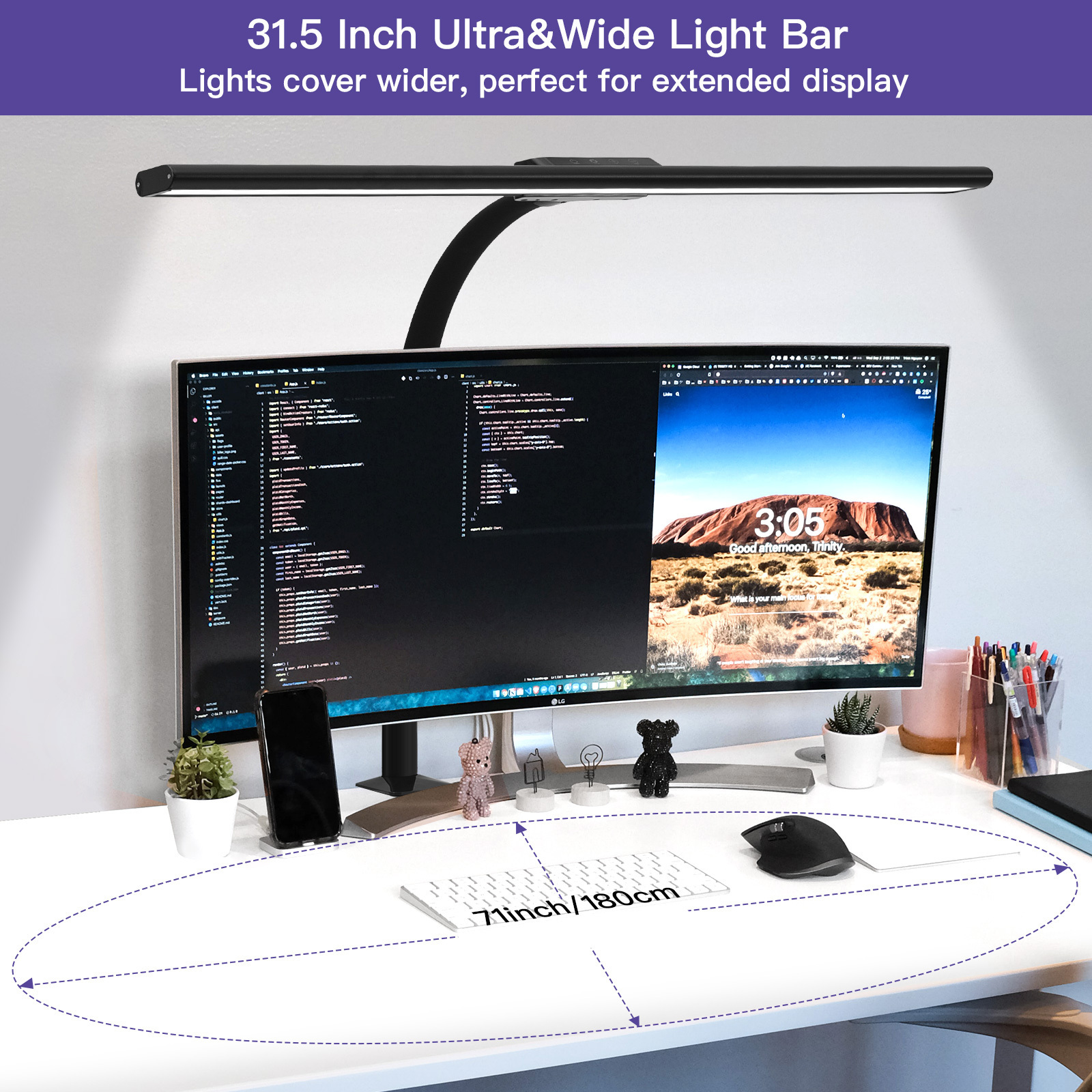 2400lm 40W Wholesale Monitor Lamp Gooseneck Desk Lamps Dimmable Task Lamp Games Art Work with Flexible Long Swing Arm for Sports