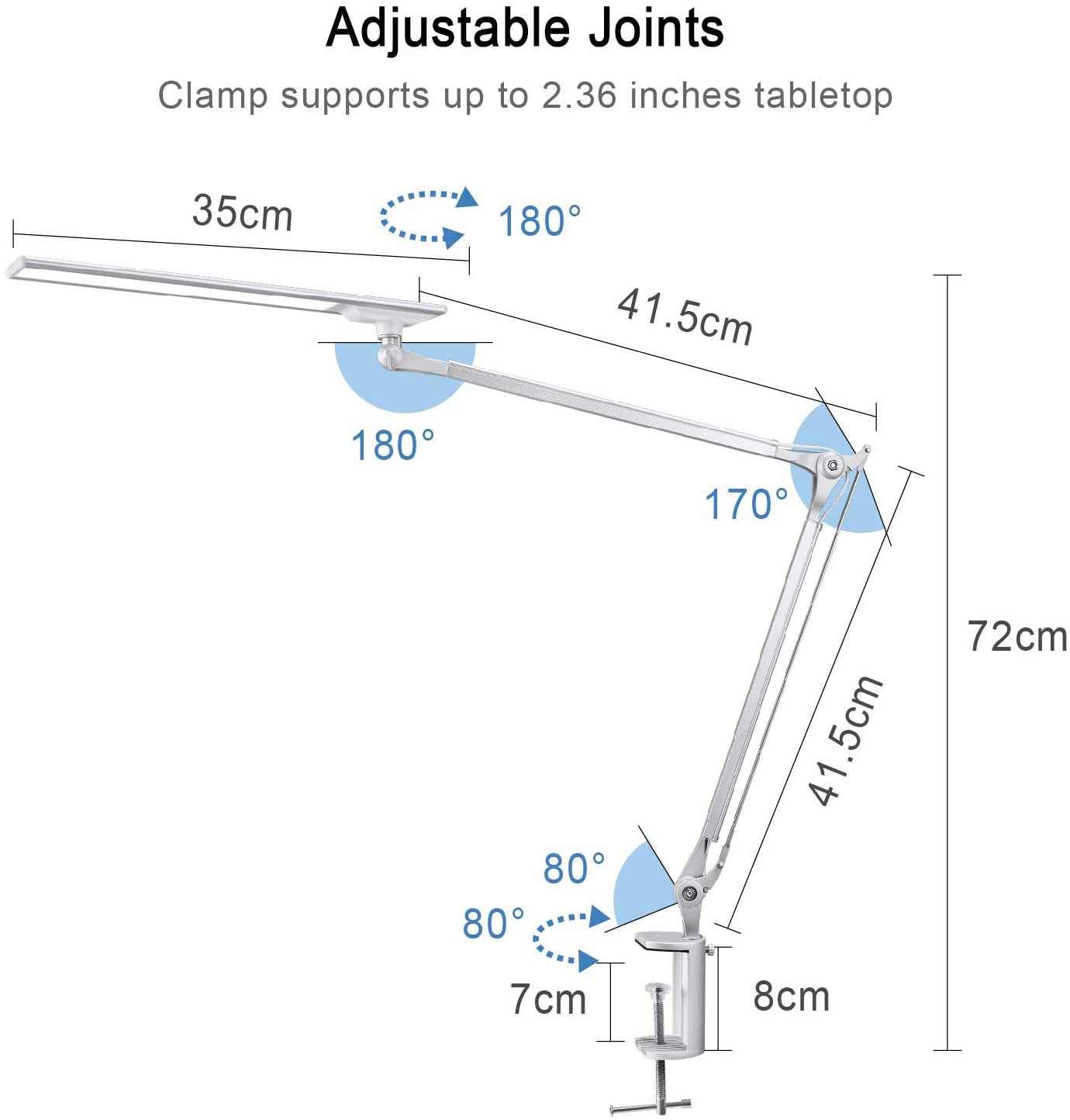 Best selling product eyelash extension metal desk lamp clamp lamp swing arm lamp for office home school