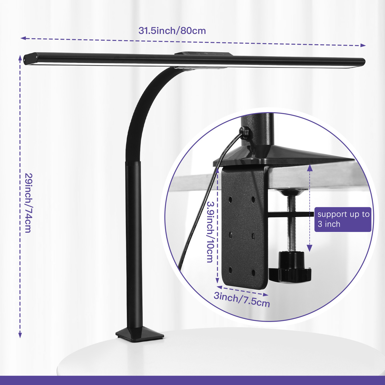 2400lm 40W Wholesale Monitor Lamp Gooseneck Desk Lamps Dimmable Task Lamp Games Art Work with Flexible Long Swing Arm for Sports