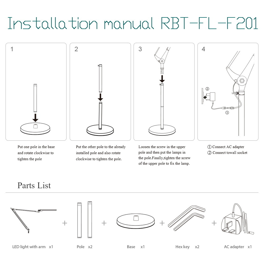 Aluminum Material adjustable swing arm floor lamp architect clamp eyelash extensions lamp for beauty care and salon led lamp