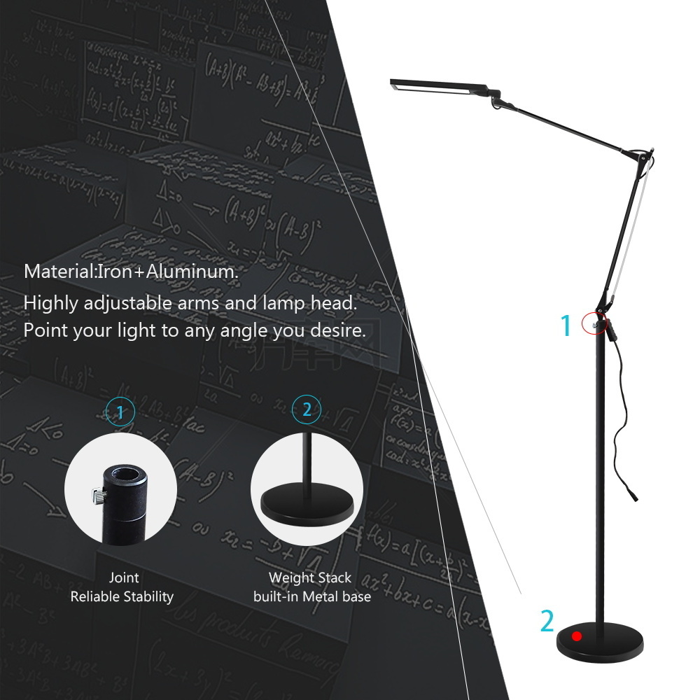 Aluminum Material adjustable swing arm floor lamp architect clamp eyelash extensions lamp for beauty care and salon led lamp