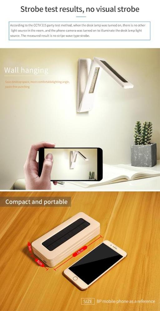 Adjustable foldable Dimming wall mounted nigh table reading light solar led Desk Lamp with USB 12000mA Battery calendar timer