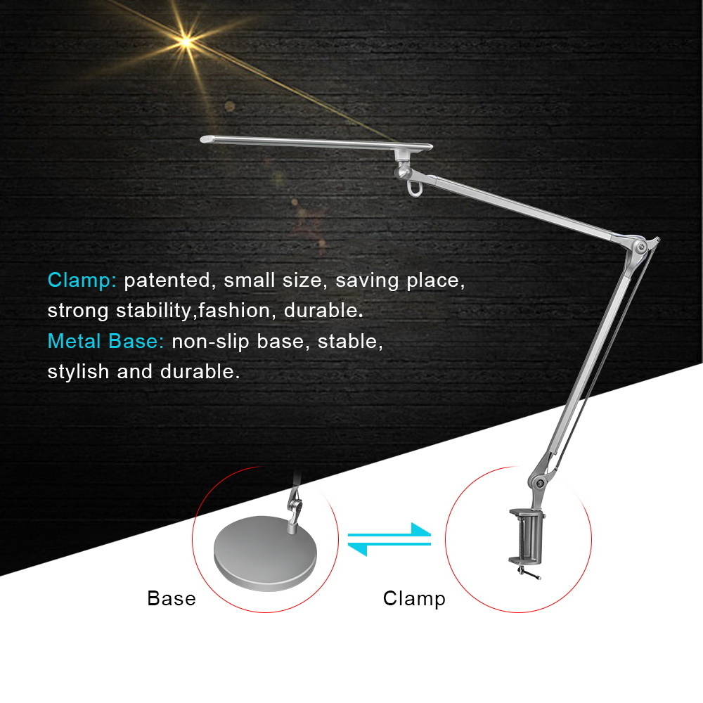 Metal Swing Arm Architect LED Desk&Task Lamp With Stepless Dimmable &3 Light Modes Function And Adjustable For Any Application