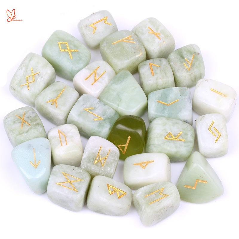 Manufacturers wholesale natural stone Nephrite jade new jade inscription rune boutique cobblestone fortune-telling stone