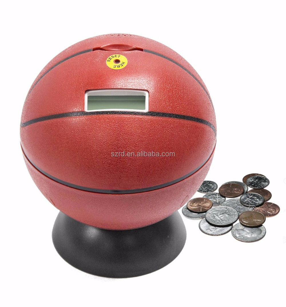 oem basketball piggy bank/can count money boxes/custom cute coin bank