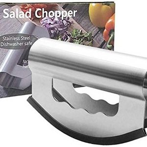 Mezzaluna Salad Chopper Lettuce Knife - Salad Chopper Knife With Double Blade Protective Covers Salad Cutter, Chopping Knife