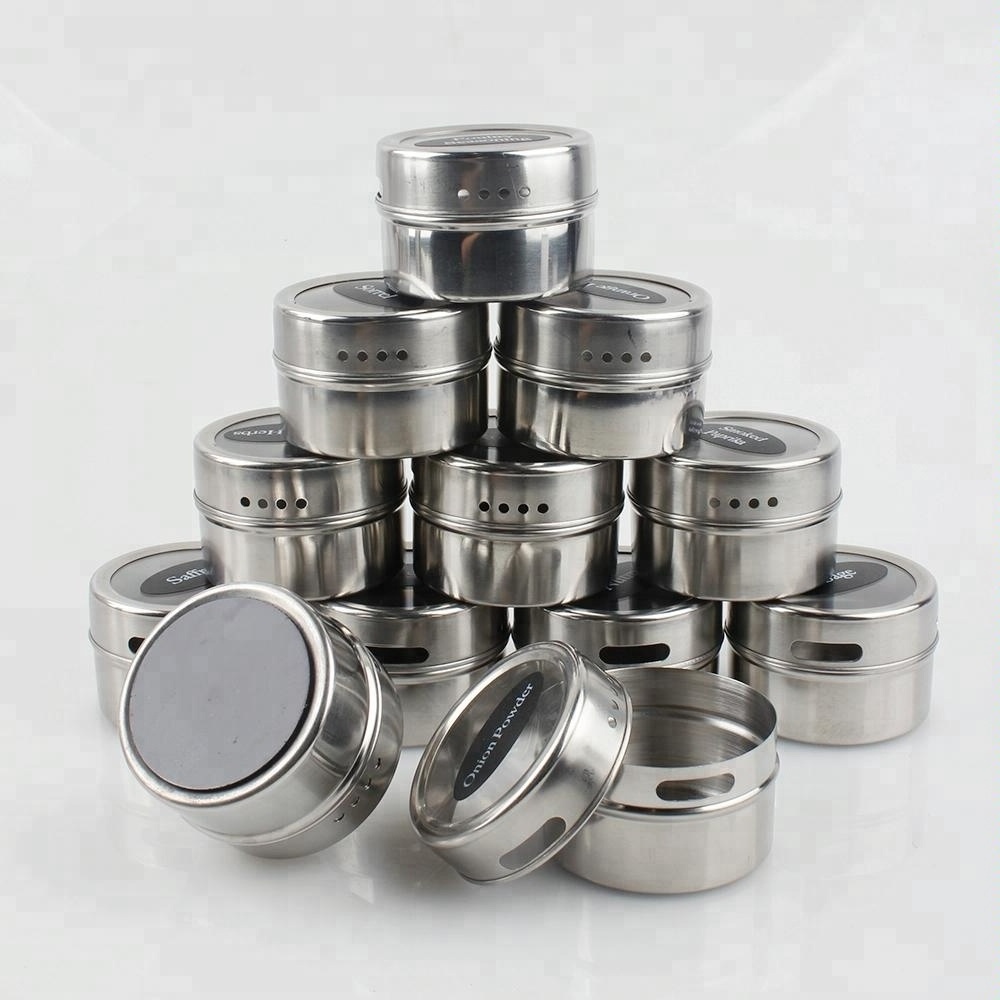 Food Grade LFGB Approved 12 Stainless Steel Magnetic Spice Containers