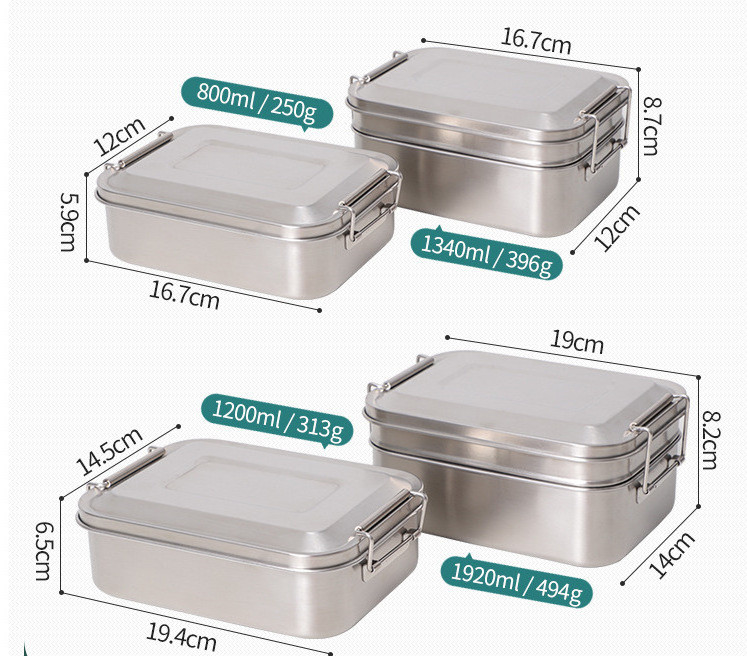 Stainless Steel Bento Box Set 2Layer Bento Lunch Box for Kids, Adults To Go Meal Prep Container with Removable Snack Box