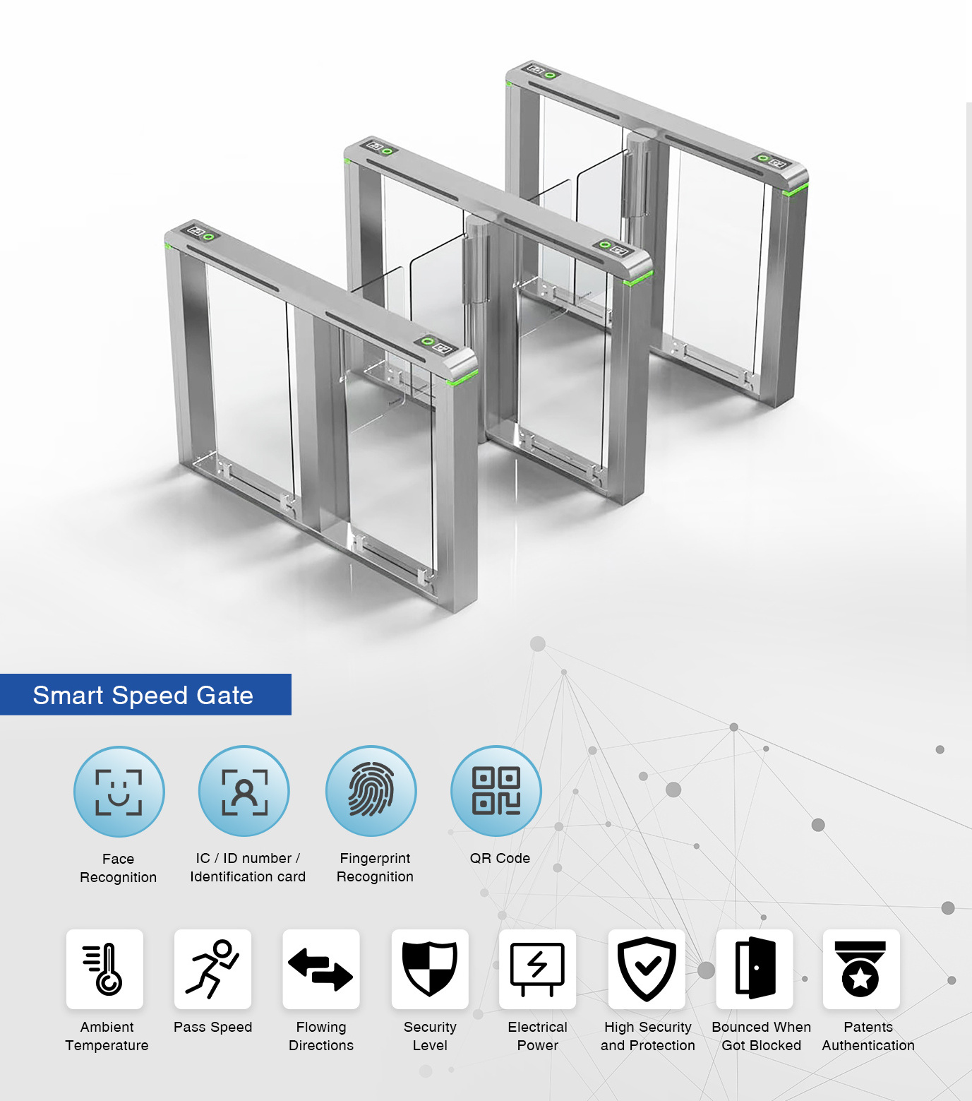 Oem Logo Swing Turnstile Qr Code Turnstile Door Security Swing Barrier Gate For Public Lobby