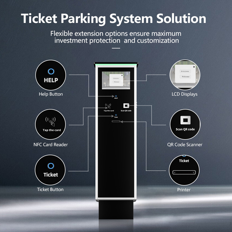 Entrance QR Code Parking Fare Dispenser for Parking Lot Ticket Card Machine Auto Parking Management System