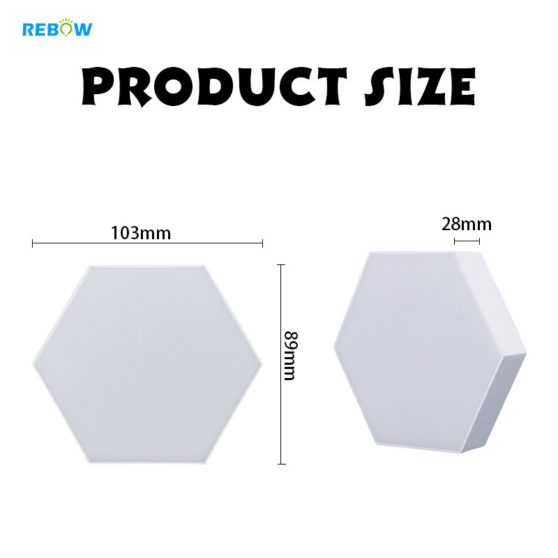 Rebow drop shipping stock wall mounted magnetic honeycomb quantum white touch DIY led night hexagonal lights