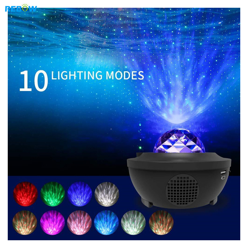 Rebow New Smart Rotatable Star Night Lights for Kids Sky Laser Cove Lamp 360 LED Aurora Music Projector Light