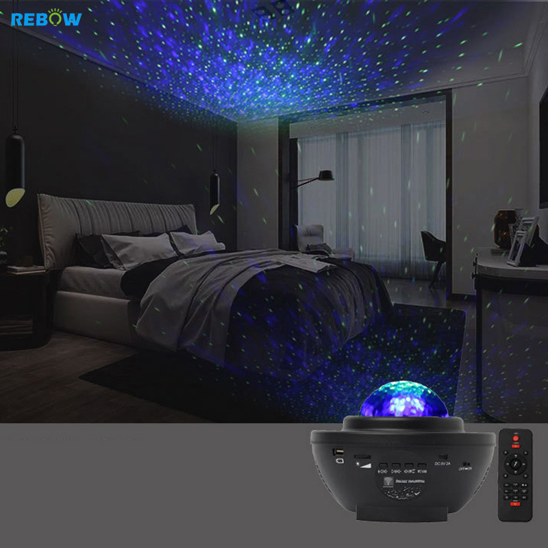 Rebow New Smart Rotatable Star Night Lights for Kids Sky Laser Cove Lamp 360 LED Aurora Music Projector Light