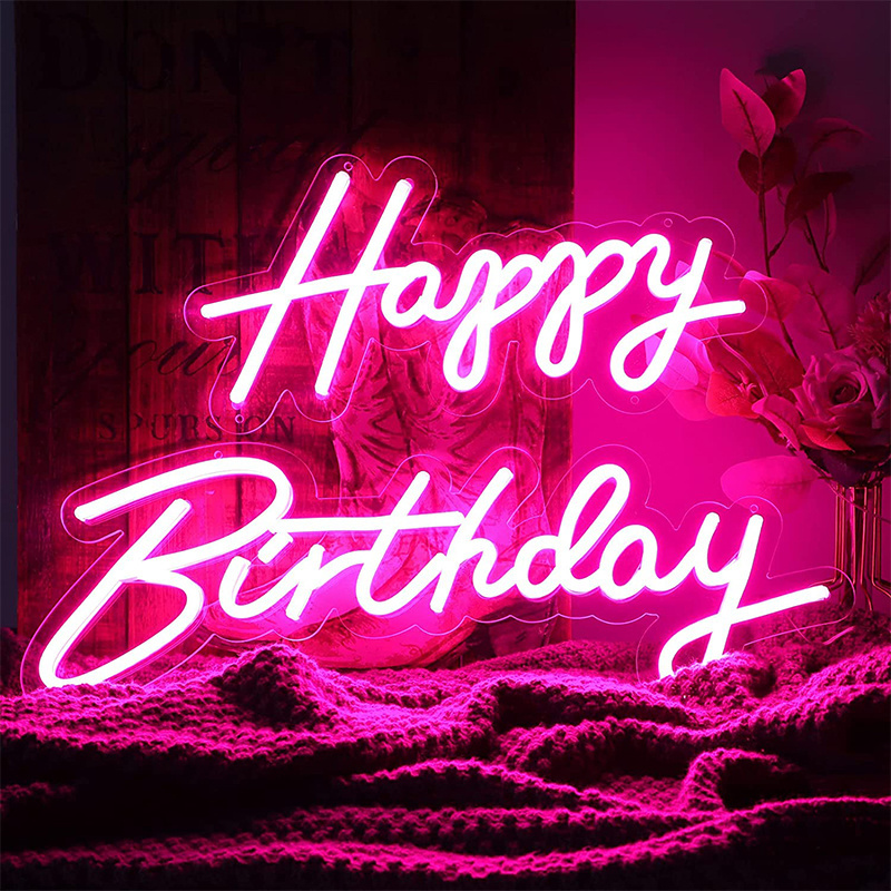 Dropshipping NO MOQ Happy Birthday Let's Party Oh Baby Custom Neon Sign For Party Holiday Festival Decoration