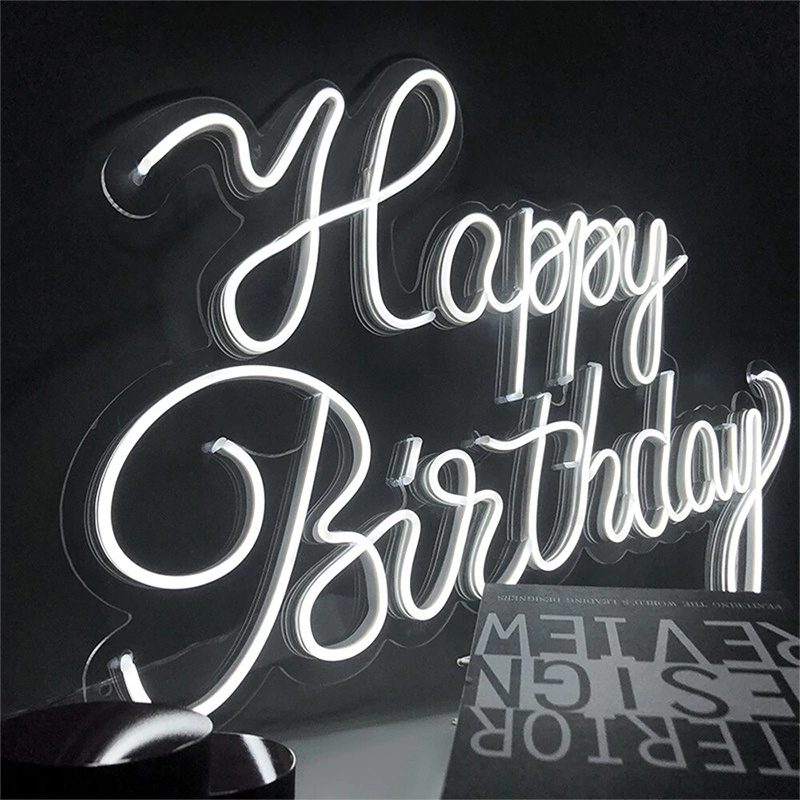 Dropshipping NO MOQ Happy Birthday Let's Party Oh Baby Custom Neon Sign For Party Holiday Festival Decoration