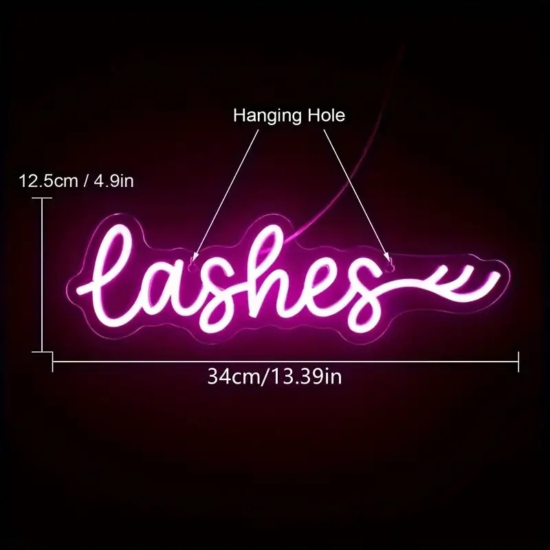 Manufacturer NO MOQ Fast delivery Custom LED Neon Light Lashes Neon Sign Dropshipping Neon Sign for Bedroom Party Home Decor