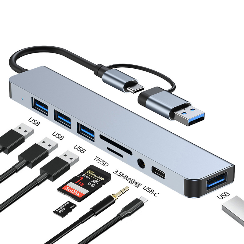 7 8 in1 Usb C Hub splitter usb data usb3.0 hub adapter docking station Type c 2.0 type-c Data hub For Computer Laptop