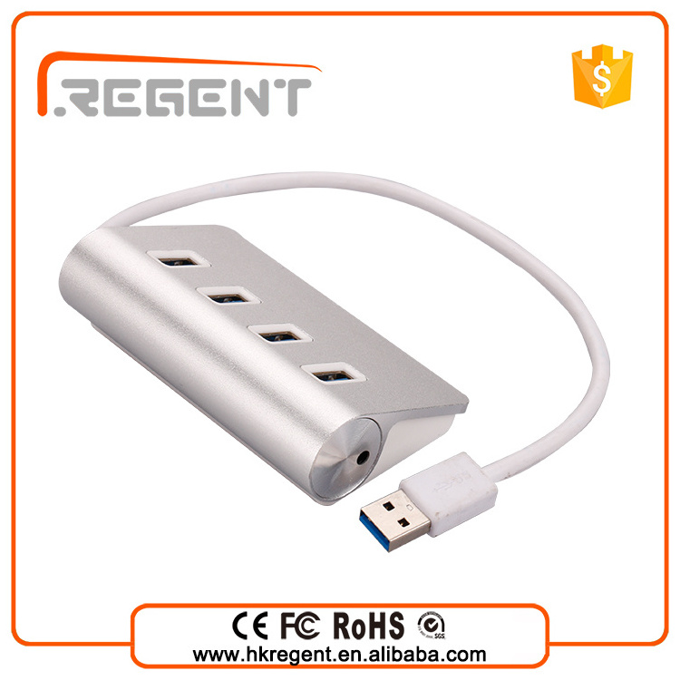 Super fast reversible aluminium 4 port high speed usb por hub powered usb 3.0 hub