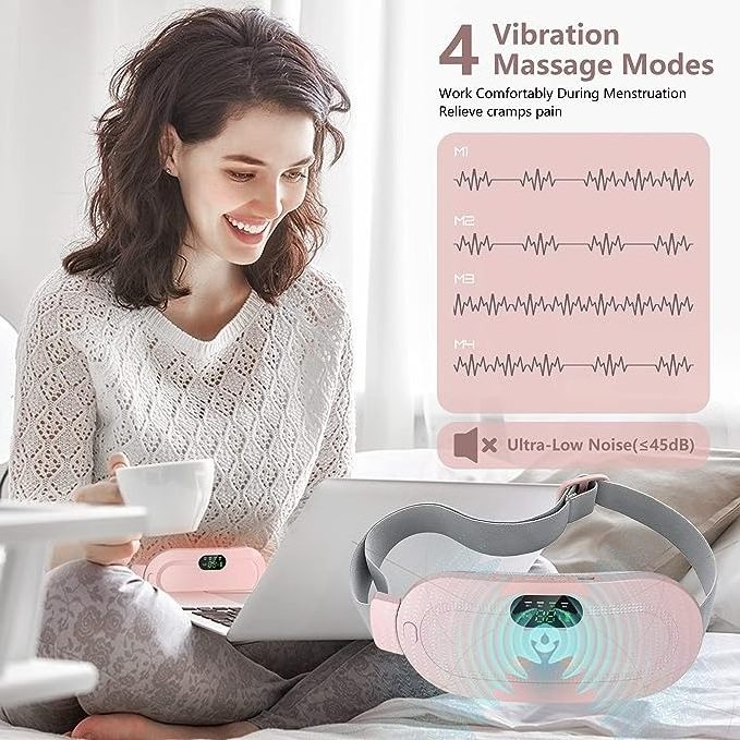 Portable Facial Tool Pink White Waist Wrap Heating Pad For Period Pain Massage Belly Heating Pad Electric Heated Waist