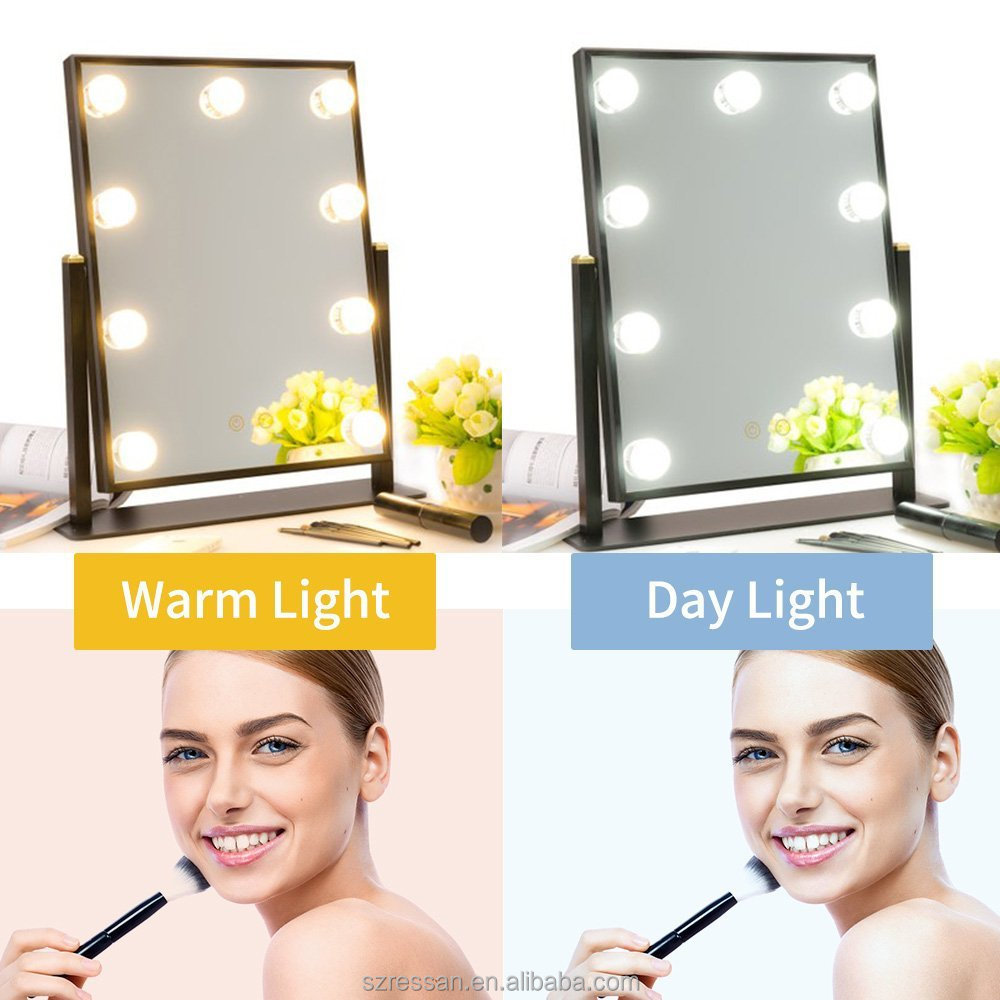 Lighted Makeup Mirror Hollywood Mirror Vanity Mirror with Lights, Touch Control Design Adjust LED Bulbs 360 degree Rotation