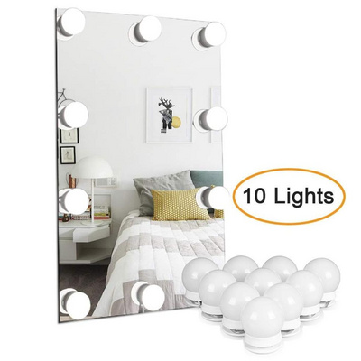 10 LED Hollywood Style Makeup Mirror Bulbs 3 Colors Dimmable Lights USB port with Stickers For Bathroom or Dressing Mirrors