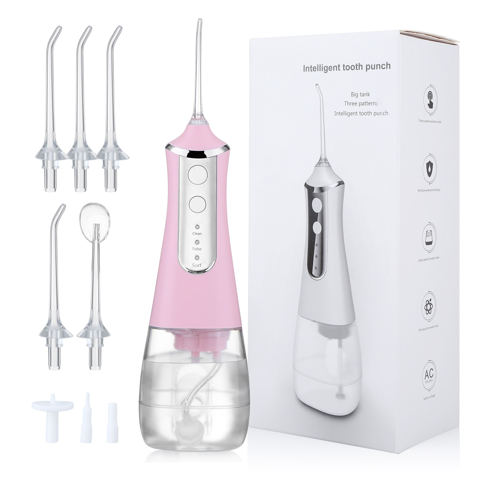 Electric Flosser 300ML Portable Oral Irrigator with 3 Modes and 5 Jet Tips Rechargeable Water Picks for Teeth Cleaning