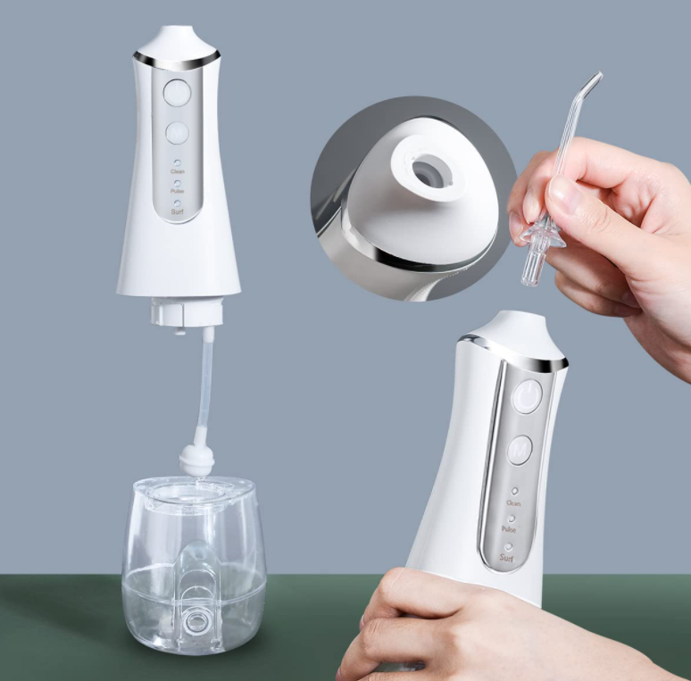 Electric Flosser 300ML Portable Oral Irrigator with 3 Modes and 5 Jet Tips Rechargeable Water Picks for Teeth Cleaning