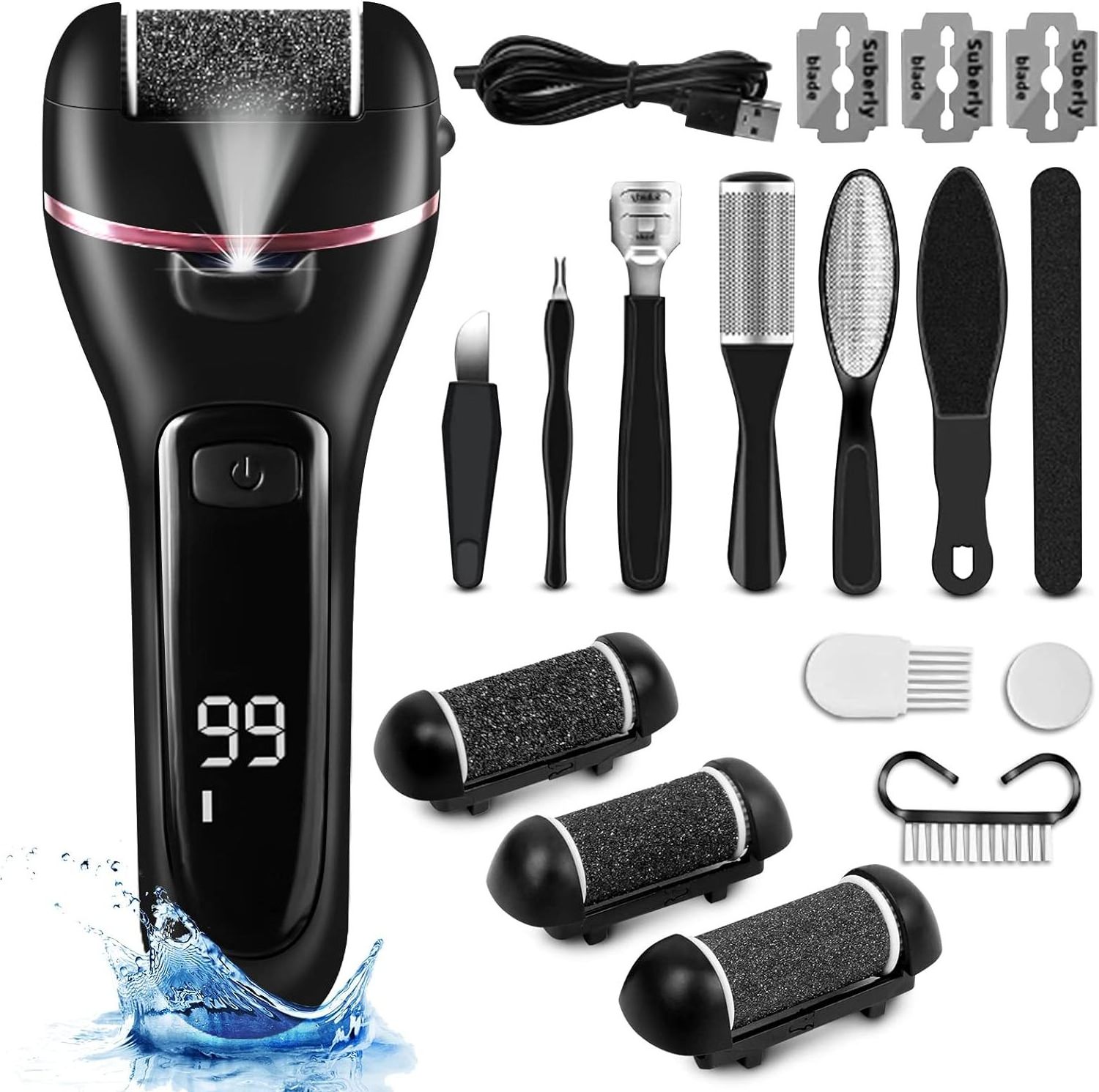 Rechargeable Callus Remover for Feet Professional Pedicure Tools Foot Care Kit,Electric Feet File for Hard Cracked Dry Dead Skin