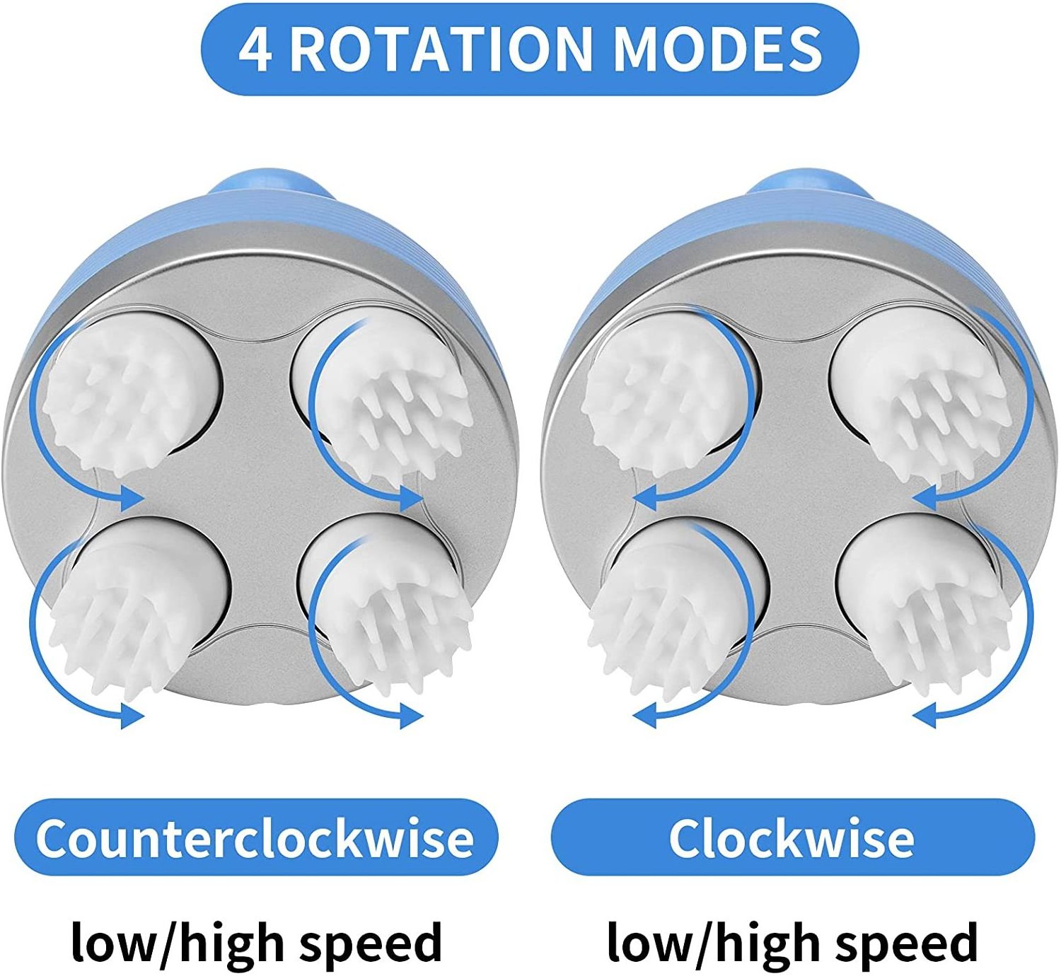 Scalp Massager with 4 Replacement Heads, Scalp Massager for Stress Relieve Automatic Head Scratcher Handheld Massager