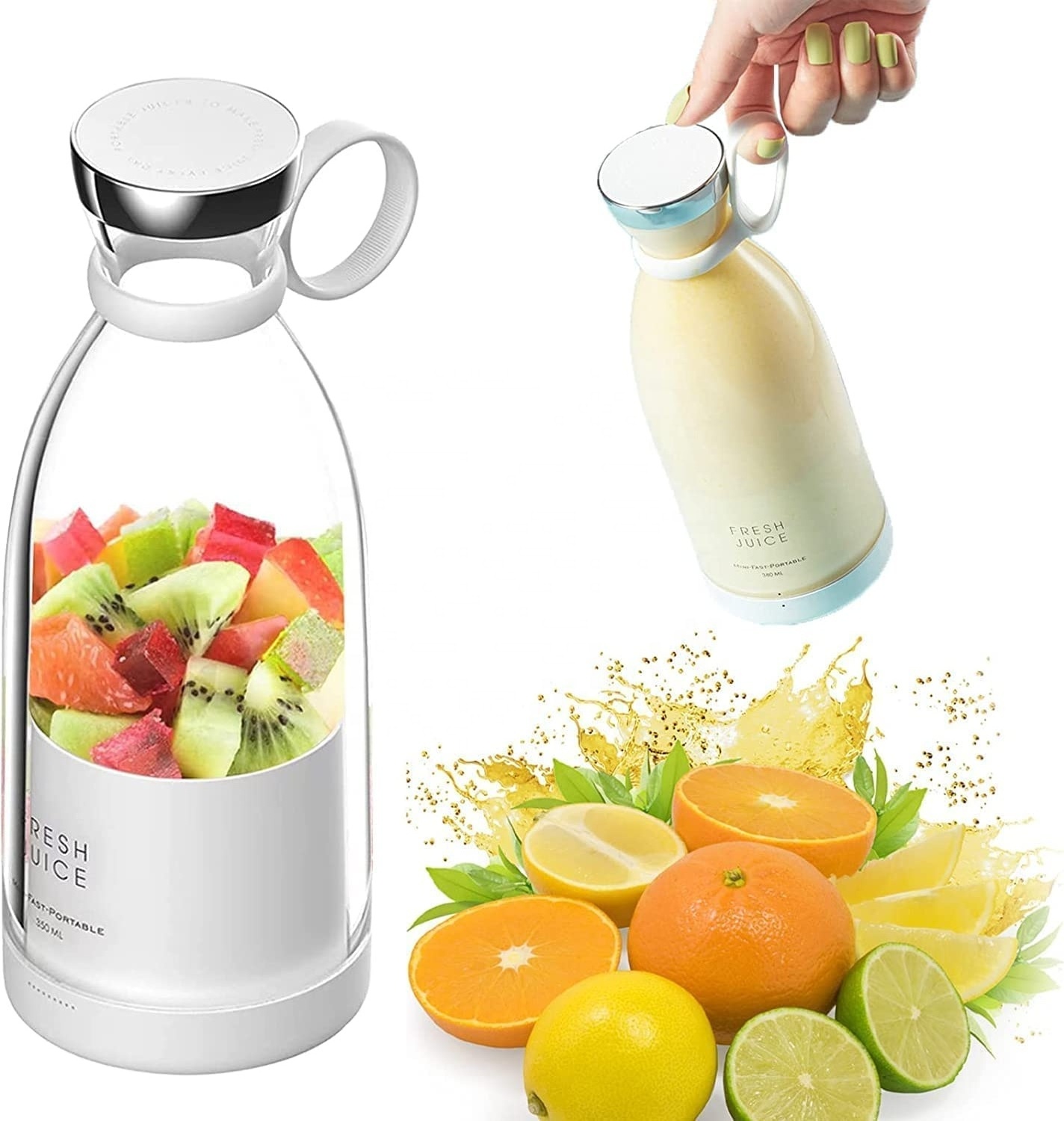 Personal Size Blender Fresh Juice Mini Fast Portable Blender, USB Rechargeable Juicer Cup, Home/of Ice Blender Mixer