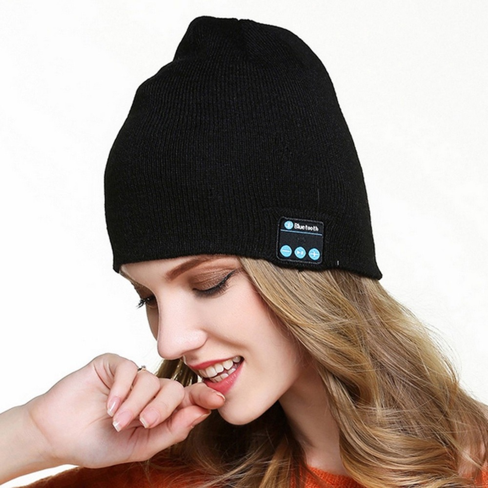 Outdoor Sports Blu Beanie Hat Wireless Washable Knit Cap Winter Hats With Built in Mic