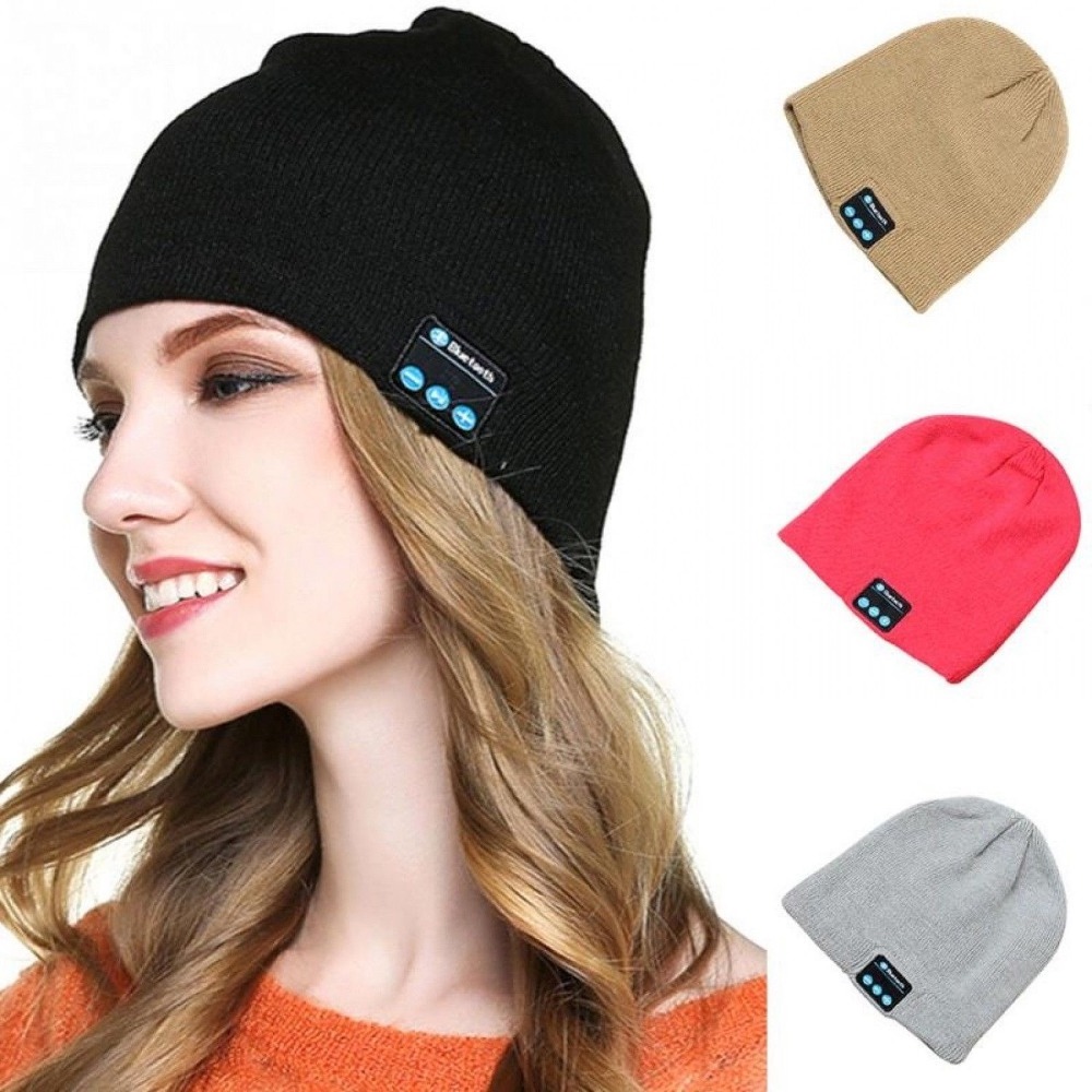 Outdoor Sports Blu Beanie Hat Wireless Washable Knit Cap Winter Hats With Built in Mic