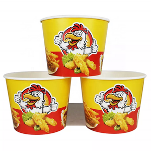 Factory Custom eco friendly 85oz 150oz 170oz disposable logo printed big size kfc paper fried chicken buckets with lid