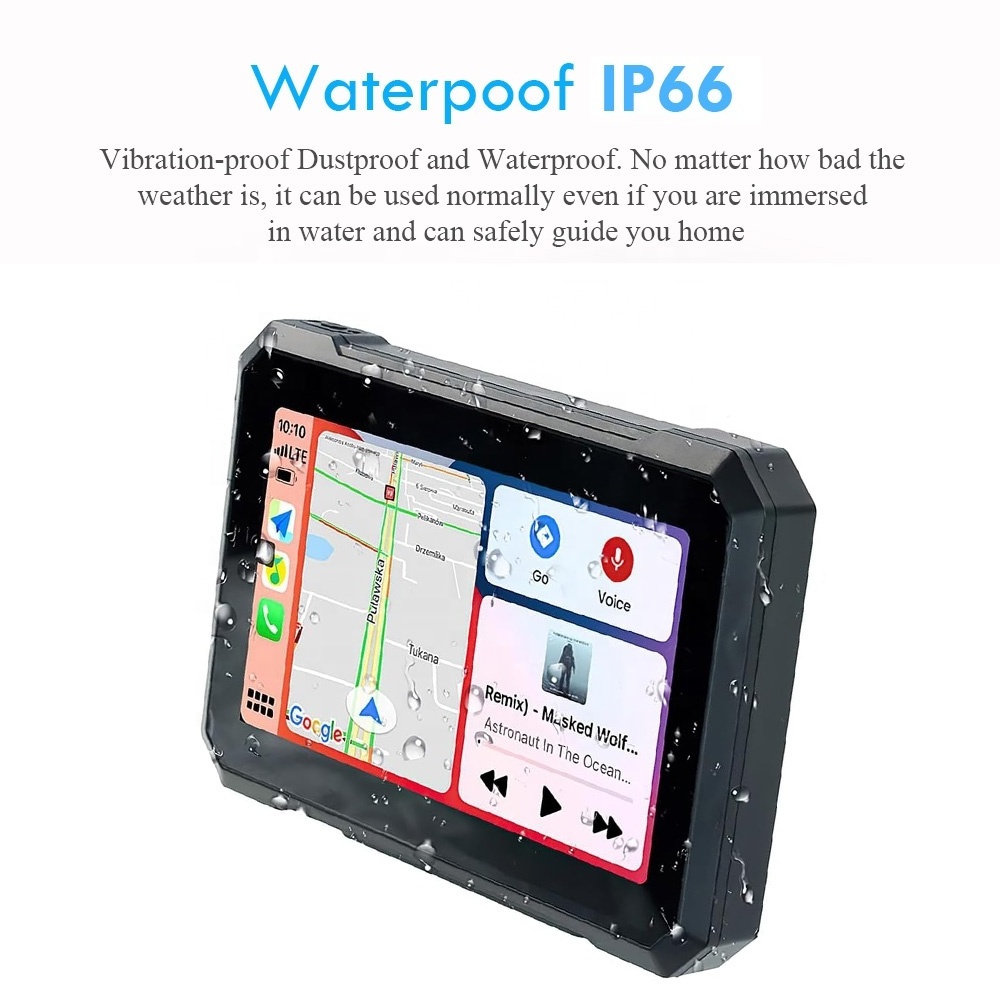 Motorcycle Carplay for IP66 7'' Touch Screen Android Auto with GPS TMPS Anti-shake Night Version Cameras