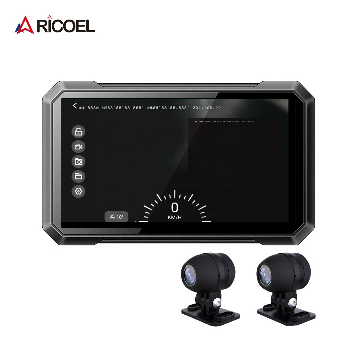 Motorcycle Carplay for IP66 7'' Touch Screen Android Auto with GPS TMPS Anti-shake Night Version Cameras