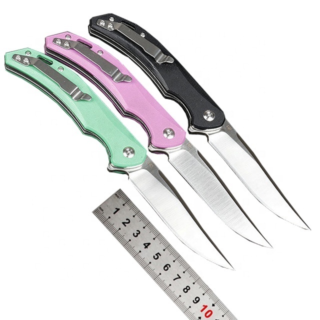 OEM Women favorite pink g10 handle folding pocket knife outdoor survival rescue knives with clip