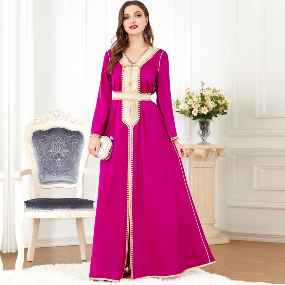 RITA Traditional Muslim Women Dress Arab Abaya Long Sleeve Dubai Muslim Beadings Embellished Maxi Dress