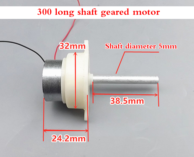 Mini 300 Series Gear Motor Dc12v Gearbox Speed Reducer Long Shaft Slow Speed Geared Motor