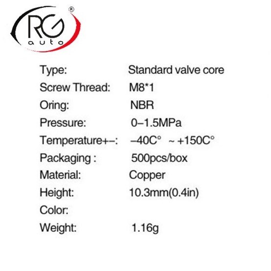 HVAC Good Quality NBR Automotive A/C Valve Core,  Auto AC Authentic Schrader Valve Cores-(5) -M10 & (5)-M8 - High/Low Sides-134A