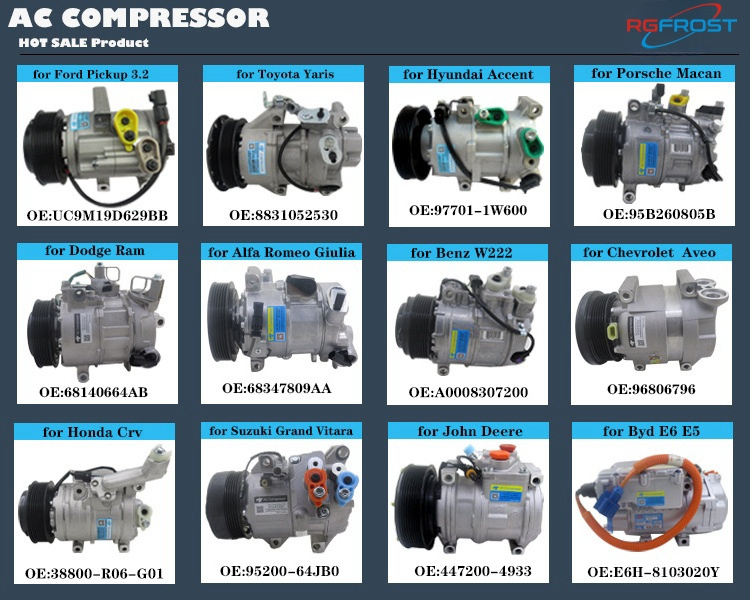 RGFROST New Auto AC Air Conditioning Compressor for HYUNDAI Elantra 2007-2012 KIA Cars L4 2.0L VS16 12V Voltage 1 Year Warranty