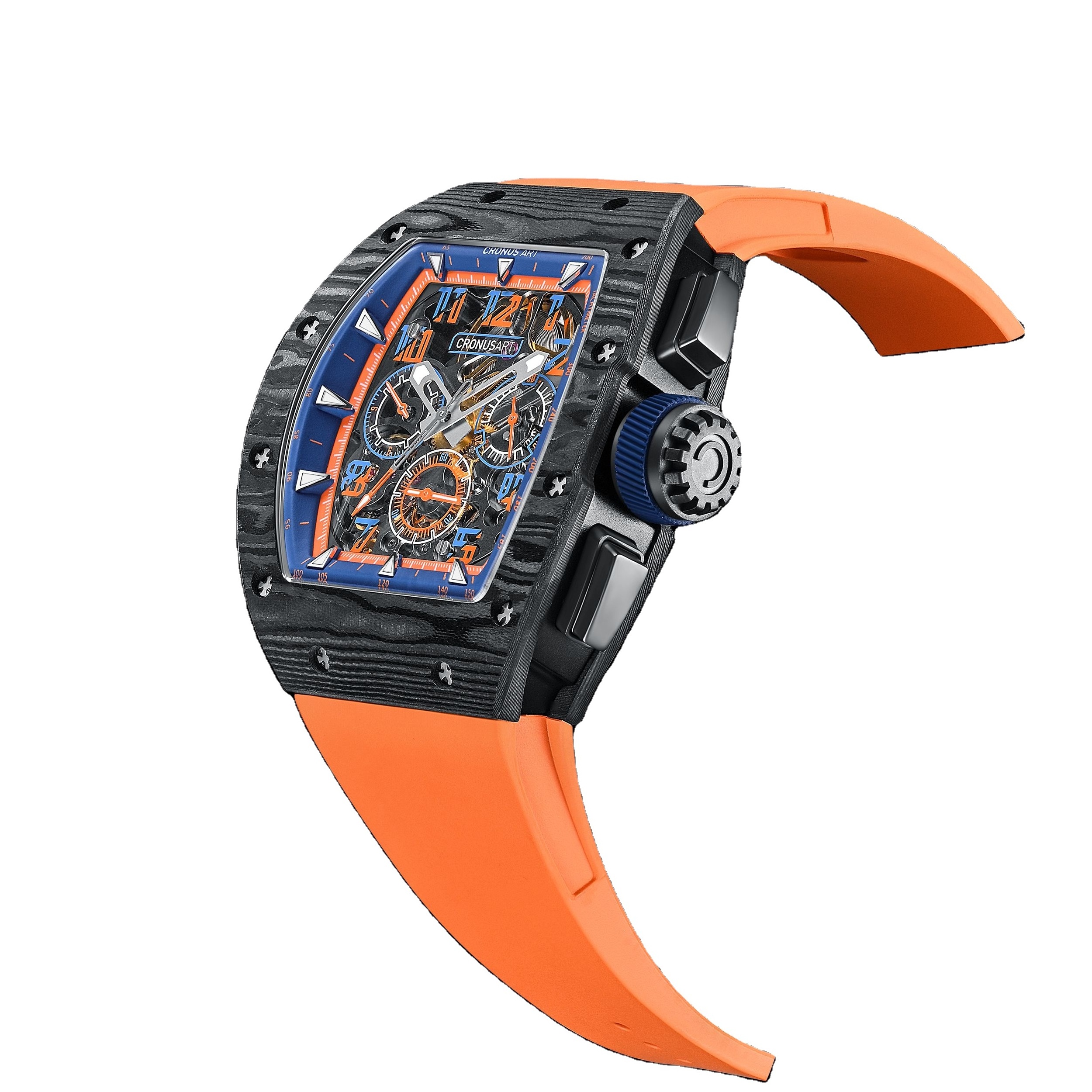 CRONUSART NFT Carbon Case Waterproof  Look Cool Style Men's Mechanical Skeleton Watch