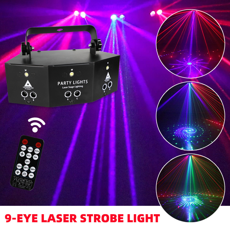 (Drop shipping )  Laser Beam   ,  white Strobe Lights ,  Laser Patterns  Projector  ,3 in 1 RGB Disco DJ Party Laser Lights