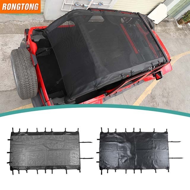 4 Doors Car Accessories Sunshade Mesh Full Cover Leather Soft Top for Jeep Wrangler JK 2007-2017